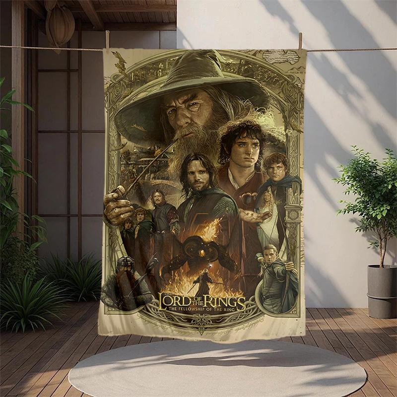 Tolkien Fan Flannel Blanket Soft Warm All-Season Throw, Design for Camping, Car Travel, Hiking Sofa, Bed, Office Perfect Gift for Parties
