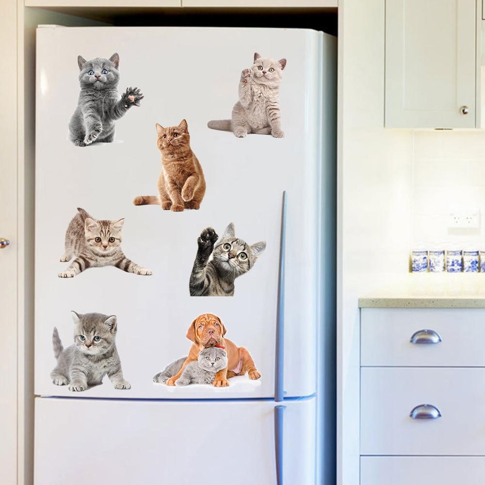 3D Cartoon Cats Toilet Wall Stickers For Kids Baby Rooms Poster Home Decor Cute Animal Cat PVC Self-adhesive Art