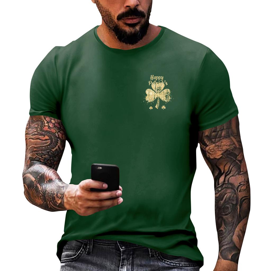 Улица. Принт ко Дню Патрика - мужская повседневная футболка с круглым вырезом и короткими рукавами