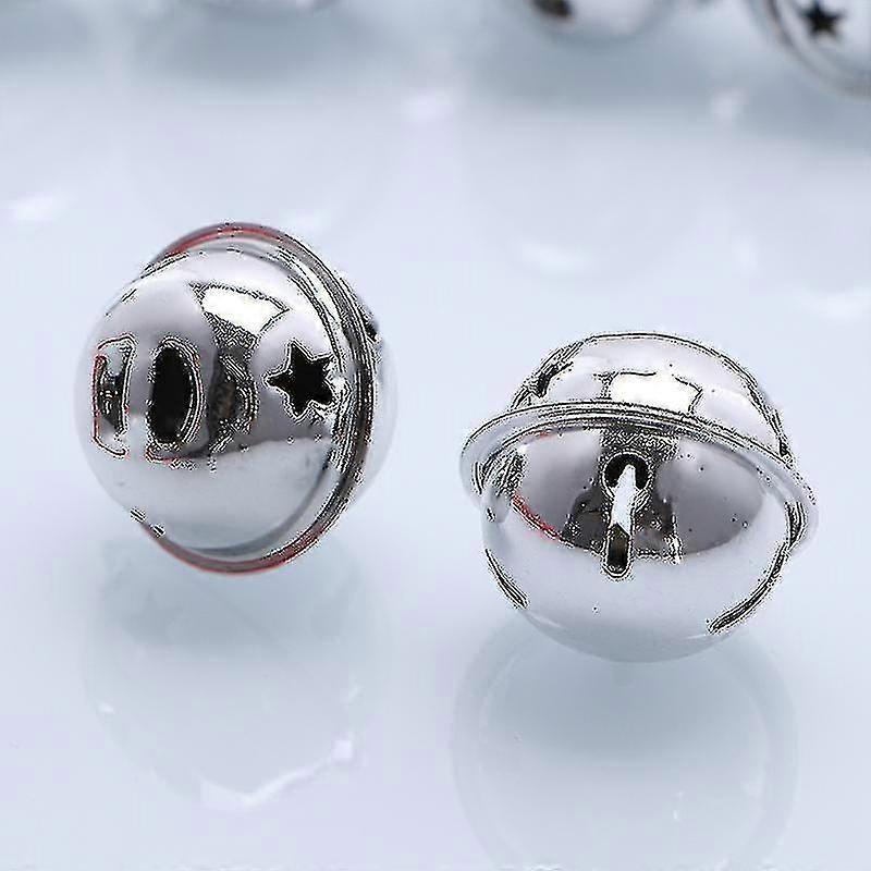 21pcs Five-point Star Christmas Bells Mini Creative Shiny Rattle Bells Handmade Small Christmas Jingle Bell (20pcs 3cm Silver Bells+10m Ribbon)