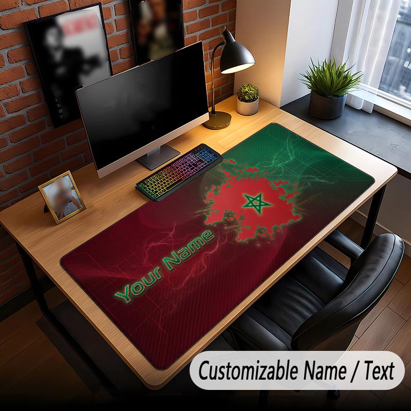 Large Mouse Pad Morocco Football Print Custom Name Text Desk Mat for Office Gaming