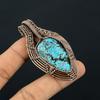 Tibetan Turquoise Pendant, 999 Copper Wire Wrapped Gemstone Jewelry, Handmade Pendant, For Thanksgiving