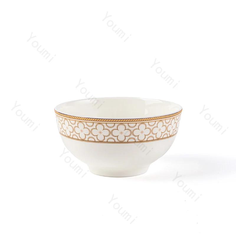 Золотая рамка Высококачественная обеденная тарелка Легкая роскошная креативная ресторанная керамическая тарелка для стейков Бытовая глубокая тарелка Суповая миска Столовая посуда