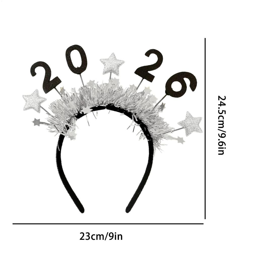 2026 Parties Supplies Happy New Years Headband Glitter Women Costume Hair Bands Tiara For Celebration Holiday Christmas