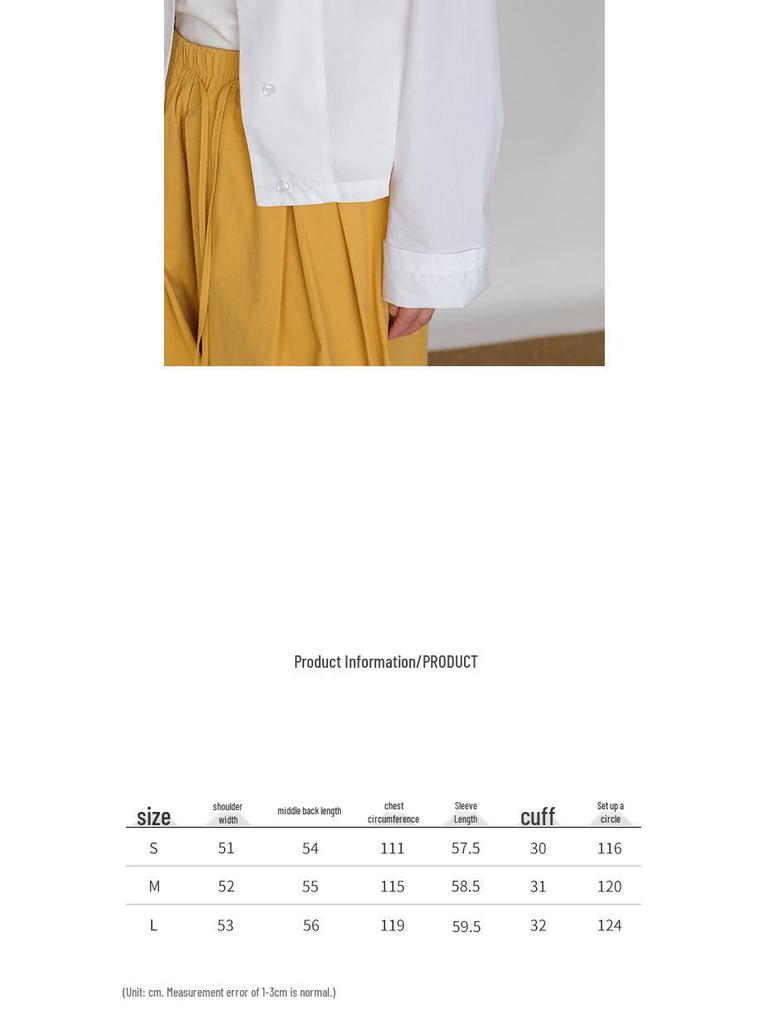 Korean Miu-Style All-Cotton Long Sleeve Short Shirt for Women – Versatile Spring Layering