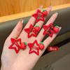 5 шт. Красные Звездочки и Клубнички BB Заколки для Волос для Женщин и Девочек, Милые Ежедневные Аксессуары для Волос