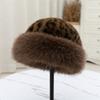 Cold Panama Cap Warm Winter Hat New Fluffy Fur Bucket Hat  Chrismas Gifts