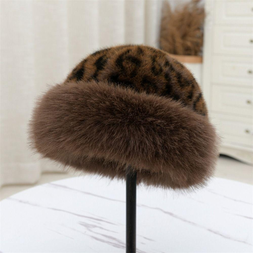 Cold Panama Cap Warm Winter Hat New Fluffy Fur Bucket Hat  Chrismas Gifts