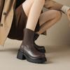 Осенне-зимние однотонные кожаные ботинки Мартин женские на толстой подошве, удобные, нескользящие, больших размеров, женские ботинки, новая модель в корейском стиле р