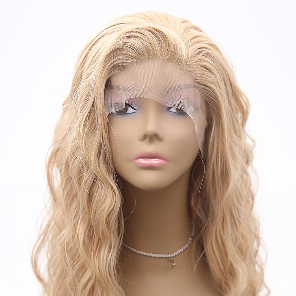 Парик на кружевной основе VOCOSTE, термостойкий длинный парик с волнами для женщин, синтетическое волокно, парик на каждый день (Блондинка, 61 см)