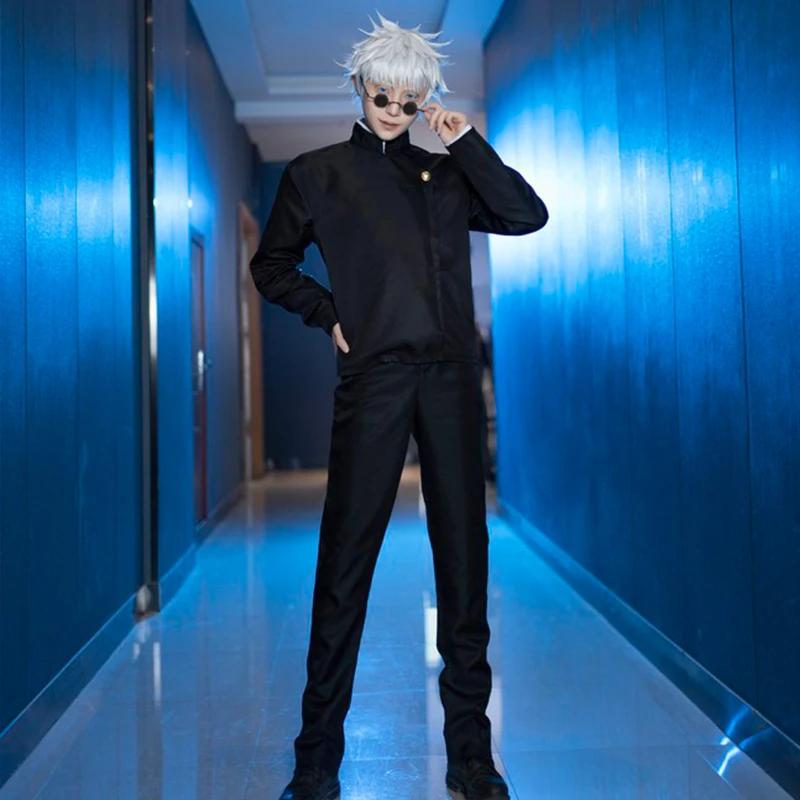 Anime Jujutsu Kaisen Gojo Satoru Cosplay Costume Uniform Gojo Satoru High School Uniform Clothes Wig Suit Halloween Costumes