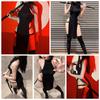 Gothic Goth Dark Cosplay High Waist Split Side Sexy Sleeveless Dress Slim Women Summer Night Clubwear