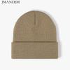 Available Autumn and Winter Warm Thickened Double Beanie Hat Simple Men's Women's Knitted Hat