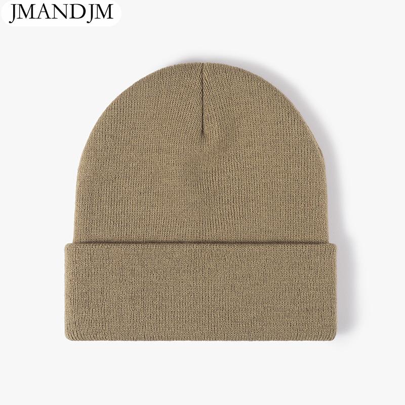 Available Autumn and Winter Warm Thickened Double Beanie Hat Simple Men's Women's Knitted Hat