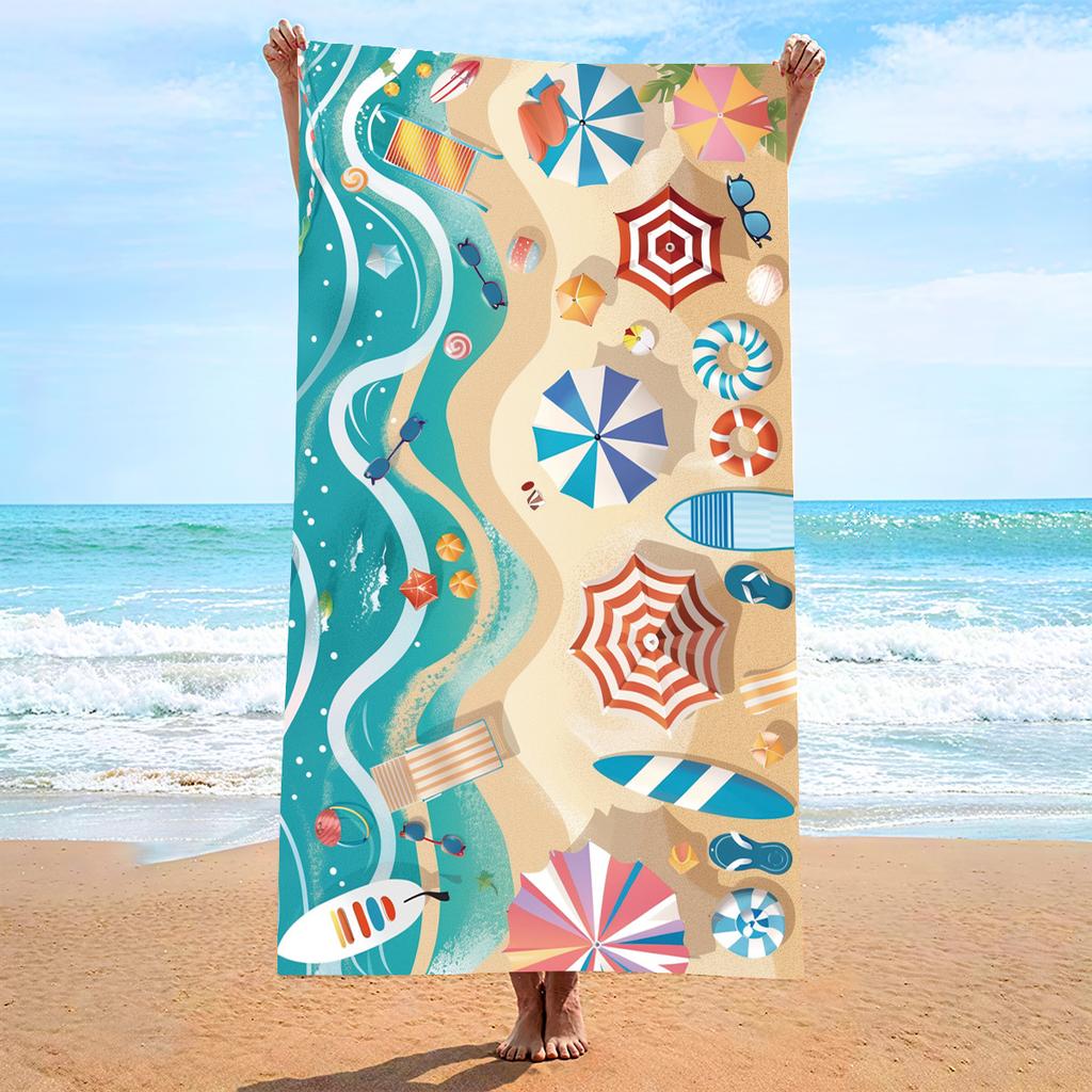 New, Double-sided Velvet Beach Towel Quick-drying Sports Towel Printed Bath Towel