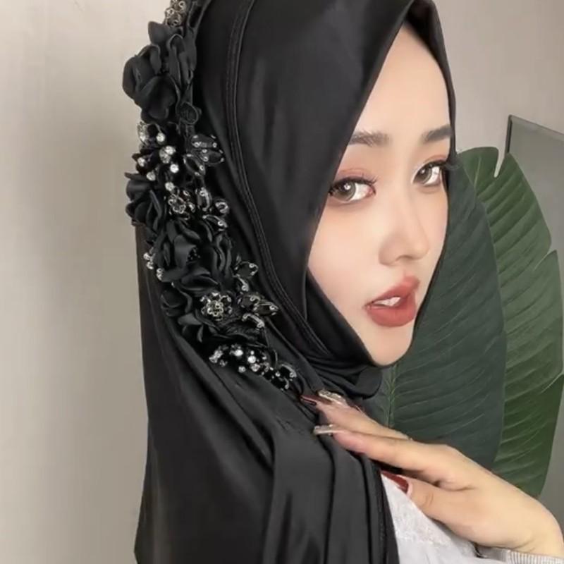 Женский хиджаб-шарф из марли ручной работы - Длинный пуловер-накидка и головной убор