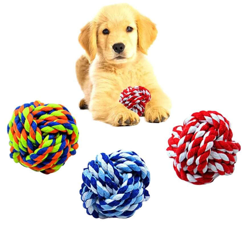 Eco-Friendly Durable Luxury Cotton Rope Ball Dog Chew Toys Teeth Cleaning Rope Toy for Puppy Dental Care
