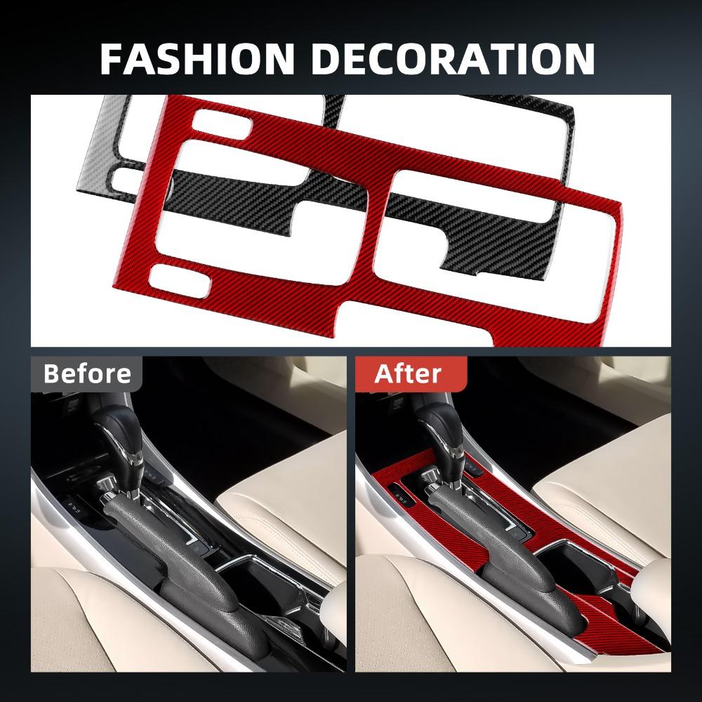 Carbon FIber Sticker Car Central Gear Shift GearShift Cup Holder Panel Frame For Honda Accord 2013-2017 Decoration Accessories