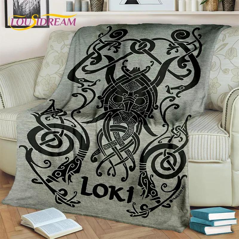 Viking Norse Mythology Fenrir Crow BlanketFlannel Throw Blanket for Home Bedroom Bed Sofa Picnic Office Hiking Leisure Nap Gift