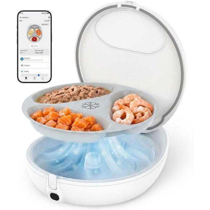 UBPET Distributeur automatique de croquettes, avec application,compatible avec chiens et chats–Se conserve frais pendant 24heures