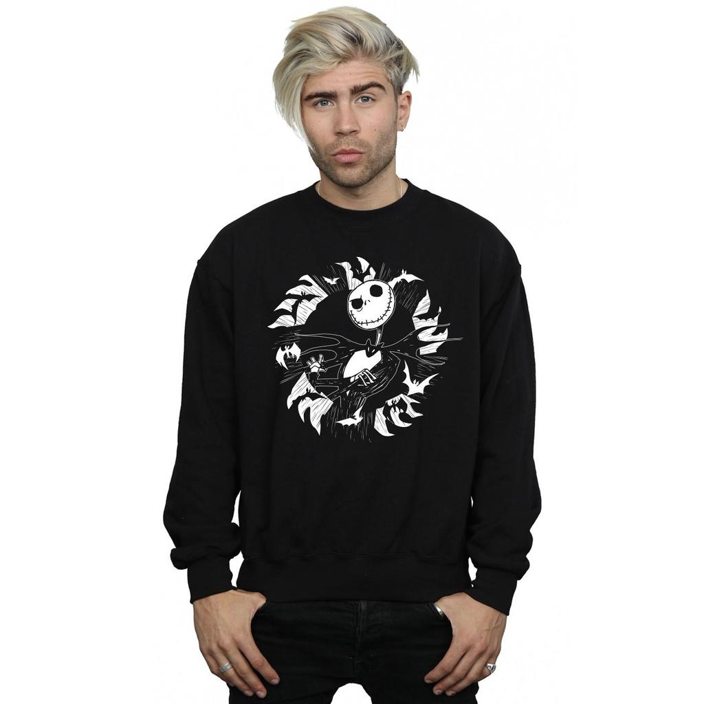 Disney Mens Nightmare Before Christmas Jack Bat Circle Sweatshirt