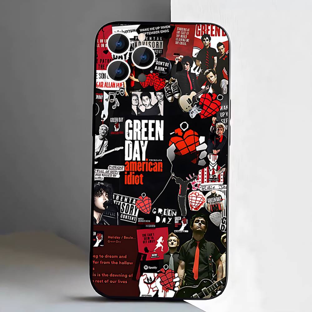 Чехол для телефона Band G-Green Rock Day для iPhone 17,16,15,14,13,12,11,Pro,XS,Max,XR,Plus,E,SE4,Mini, Черный Мягкий Чехол