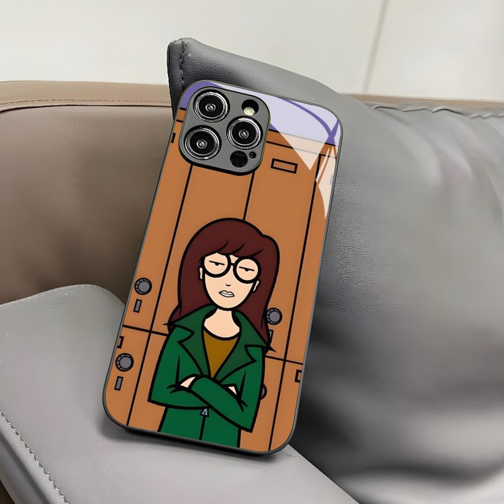 Аниме чехол D-Daria для iPhone 17 Air 16 15 14 12 11 13 Pro Max Mini X Xr Xs Puls Черный стеклянный чехол