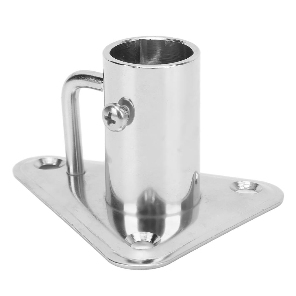 Flag Pole Holder 90 Degree 1 Inch 316 Stainless Steel Stanchion Post Socket Triangle Base with Buttress for Ships Yachts