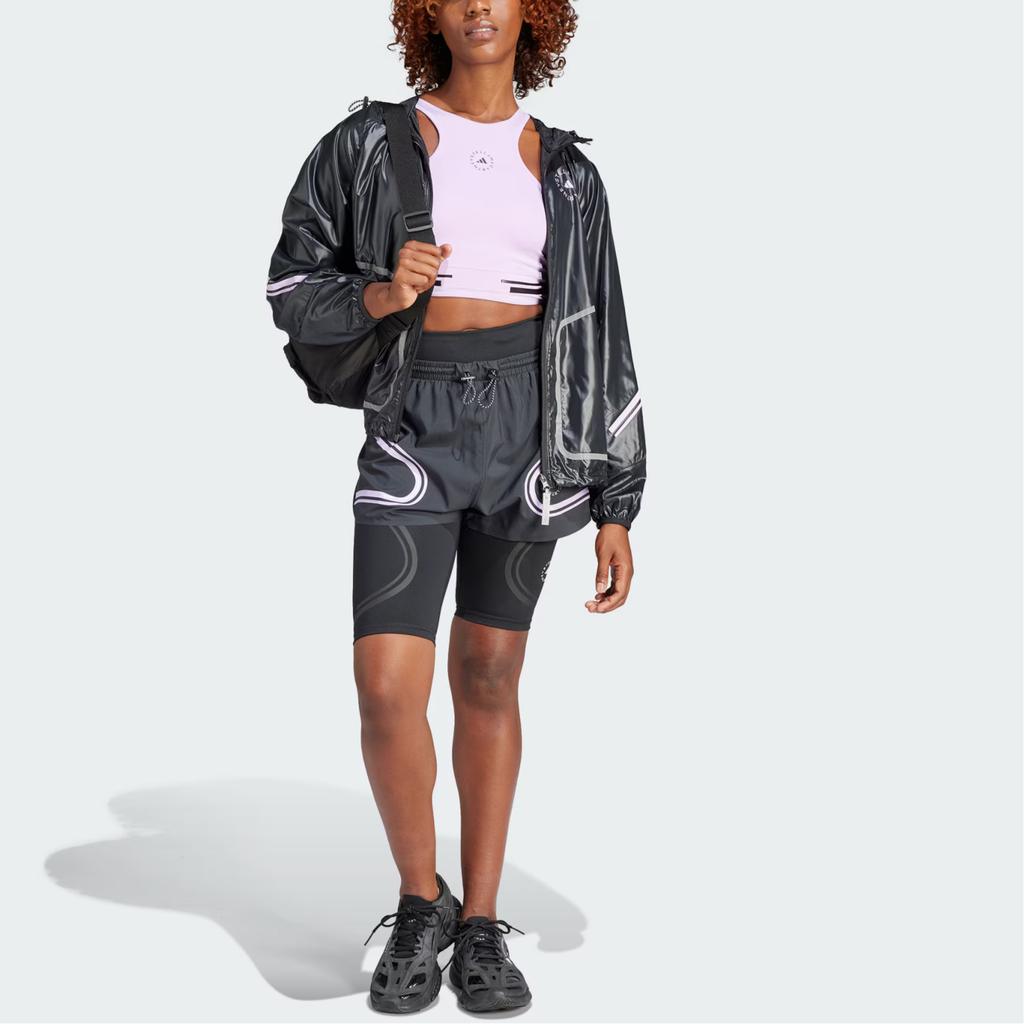 adidas Женская куртка на молнии с капюшоном и буквенным принтом X Stella McCartney, черно-белая IN5041