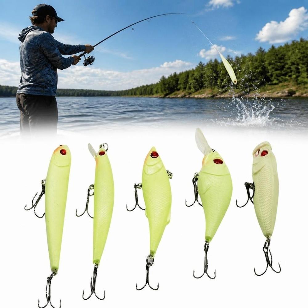 Hard Fishing Lures Set with Treble Hooks Fishing Baits Kit Durable Fishing Crankbait Kit For Trout