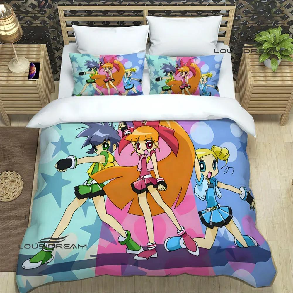 3D Мультяшные комплекты постельного белья P-Powerpuff-Girls изысканный набор постельных принадлежностей пододеяльник набор одеяло комплект постельного белья роскошный подарок на день рождения
