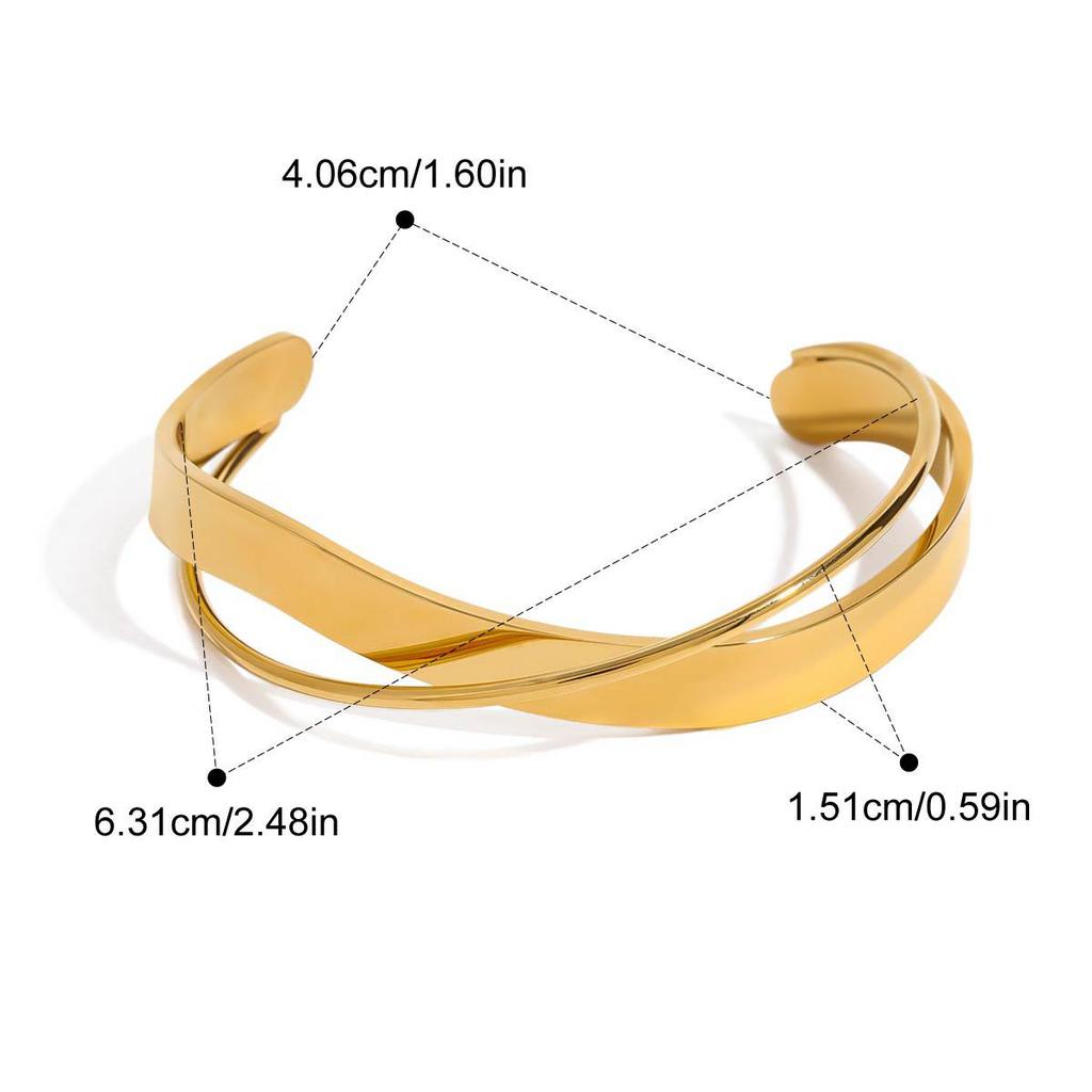 Yori Минималистичный Нержавеющая Сталь Металл Неправильной Формы 18K Золотое PVD Браслет Манжета Отличительные Украшения Оптом 2025