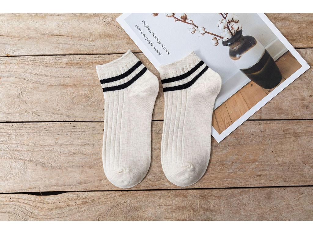 Мужские всесезонные спортивные носки с низким вырезом в японском стиле с двойной полоской