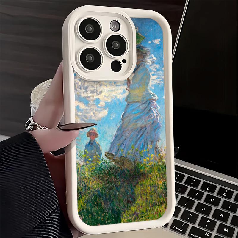 Чехол для телефона iPhone 17 Air 16E 15 16 Pro Max Клод Моне Масляная живопись Чехол 14 Plus 13 12 Mini Мягкий силиконовый Fundas