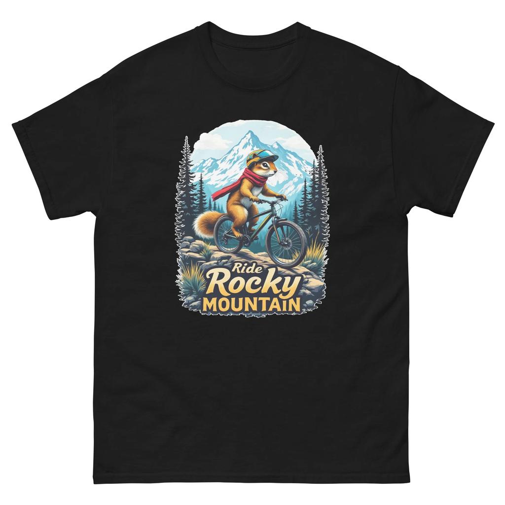 Ride Rocky Mountain Squirrel Fun USA Bike Cycling Animal T-Shirt