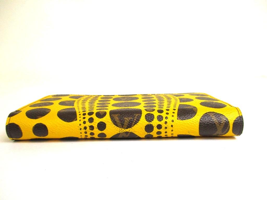 Authentic LOUIS VUITTON Monogram Yellow Leather Kusama Yayoi Dots Zippy Wallet #b048  Open box