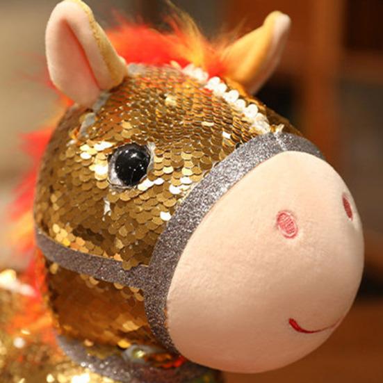 Sequin Horse Doll National Style Fabric Auspicious Meaning Zodiac Horse Theme Doll Traditional Crafted Pony Toy