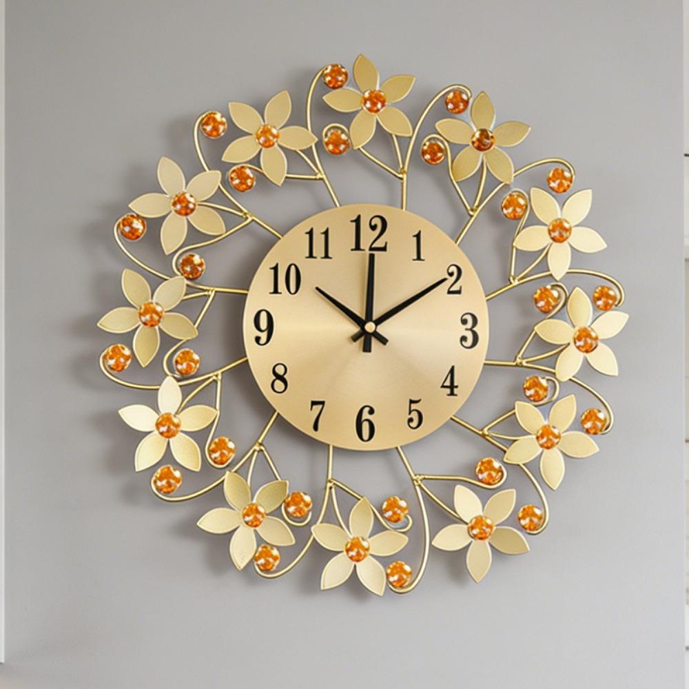Quartz Movement Silent Wall Clock Metal Frame Wall-mounted Clock Fashion Decorative Clock Kitchen