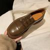 2024 New Women's Thick-soled British Style Round-toe Low-heeled Loafers Women's Lace-up Comfortable Low-top Shoes