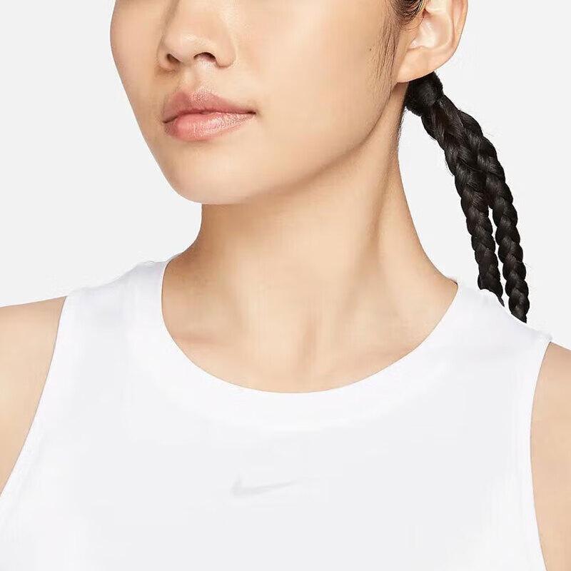 Nike Классическая майка без рукавов Dri-FIT однотонная с логотипом, удобная, повседневная, женская, топы, белая, черная, FN2846100