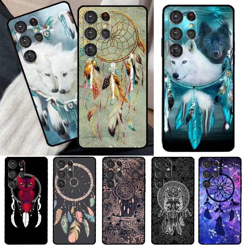 Dream Catcher Feather Wolf For Samsung Galaxy S23 S22 Ultra S21 S20 FE S8 S9 S10 Note 10 Plus Note 20 Ultra Phone Case