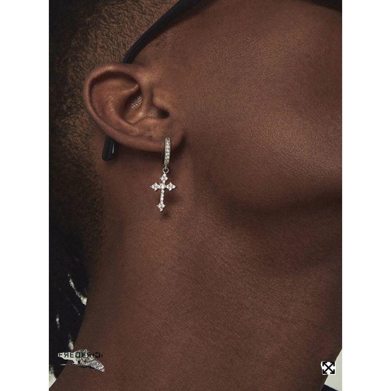 Fdk Cross Zircon Earrings for Men 2026 New Popular High-End Versatile Earrings with a Sense of Style and Trendiness