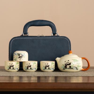Набор для чая Guofeng Mengqu Ru Kiln Панда Китайский набор Дом Офис Посуда для чая Кунг-фу Бизнес Премиум подарки