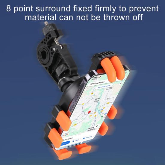 Bicycle Phone Holder Eight-Claw Shock Absorbing Motorcycle Mobile Phone Mount 360-Degree Rotation Anti-slip Universal Bicycle Scooter Cell