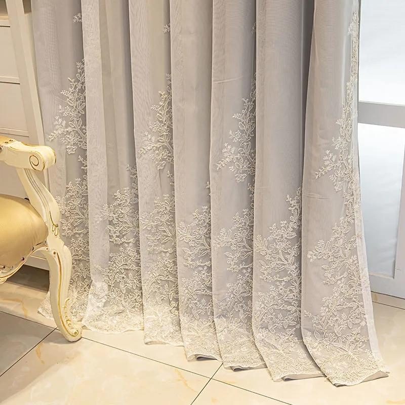 Curtains Double Lace Full Blackout Curtains Nordic Princess Style Living Room Bedroom Balcony Curtain Rod Bay Window