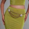 Pearl Stylish Artificial Flower Metal Waist Chain For Women Casual Or Formal Use