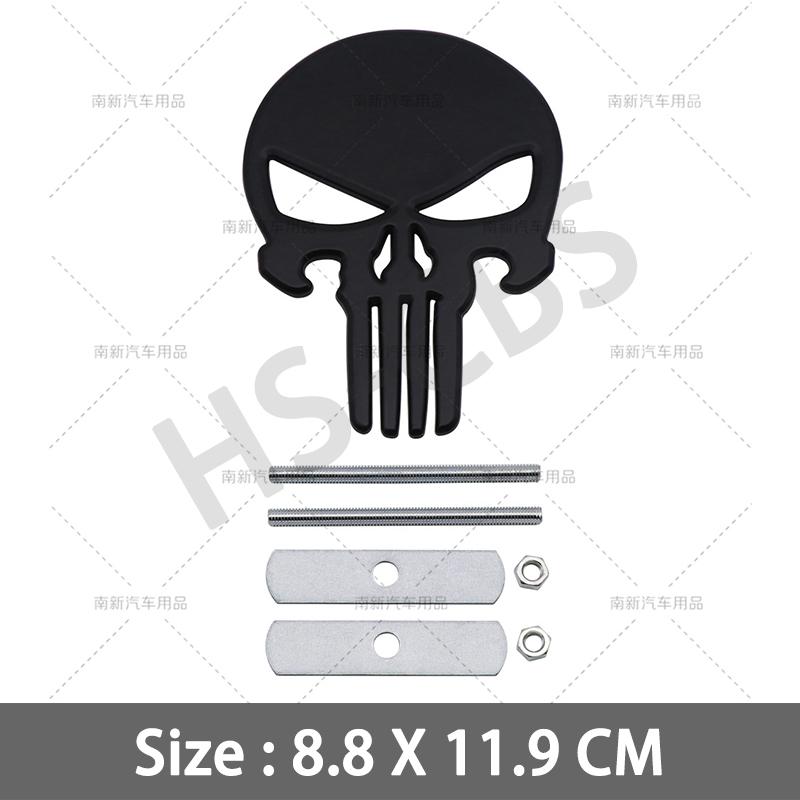 1 Pc Big Size 3D Metal Skull Totem Grill Emblem Punisher Skull Badge Front Hood Stickers Universal Car Body Decoration Stickers