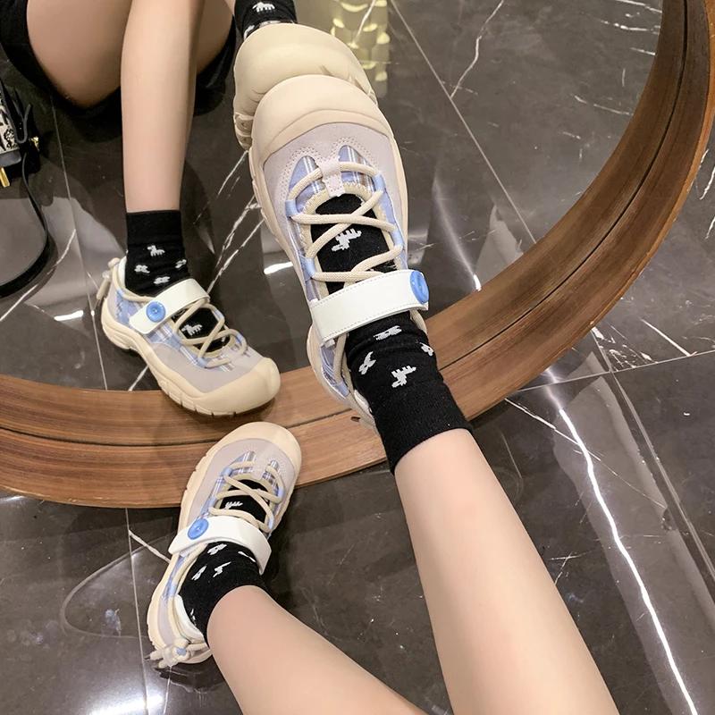 2024 2024 Новые толстые низы с круглой головкой Ugly Girl Летний дизайн Sense Sports Leisure Mary Jane Single Shoes кроссовки женские