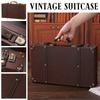 Vintage Brown Wooden Storage Chest Compact Decorative Suitcase Box Antique Party Decor Collectible Home Storage Solution