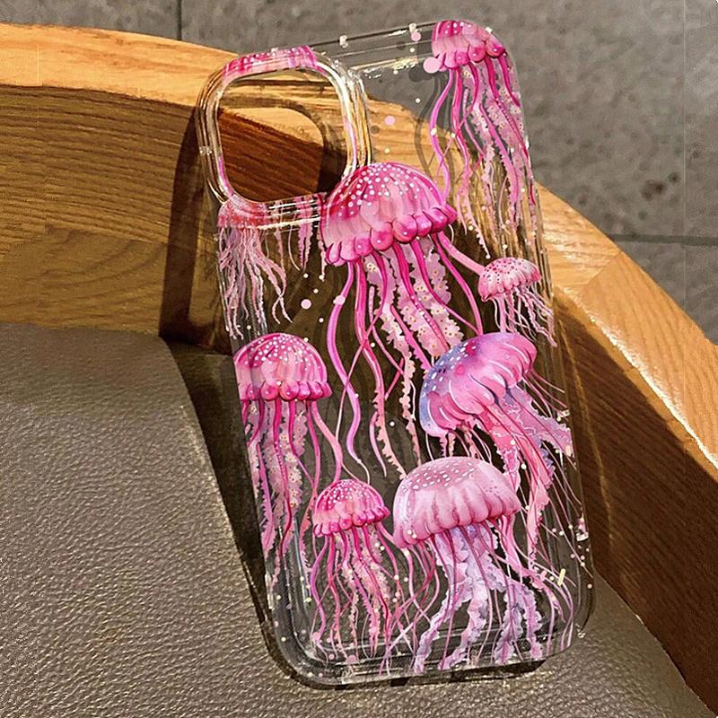 Pastel Jellyfish Ocean Shockproof Phone Case For iPhone 17 Air 16 16e 15 13 12 11 Pro Max Pro Plus Slim Fit Coque Cover